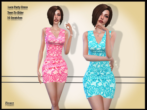 Sims 4 Lace Club Dress V 003 by pizazz at TSR