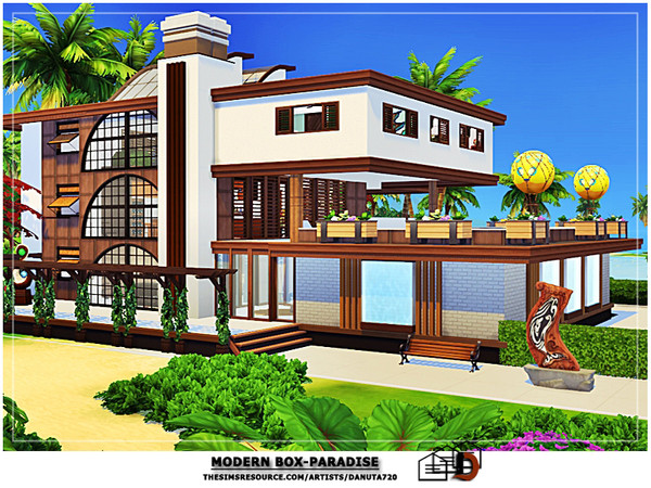 Sims 4 Modern box Paradise house by Danuta720 at TSR
