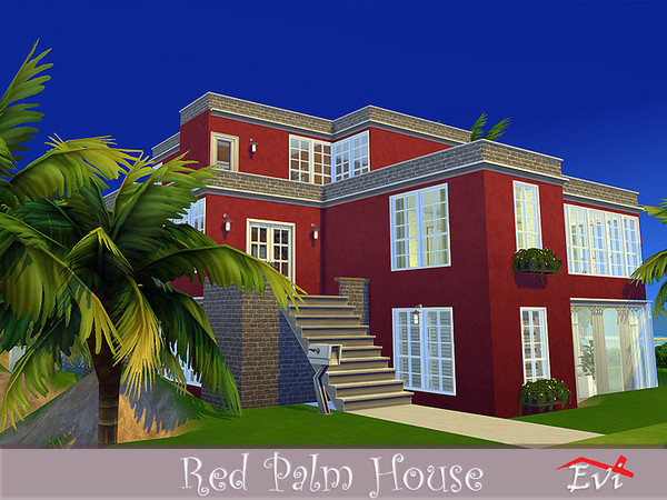 Sims 4 Red Palm House by evi at TSR