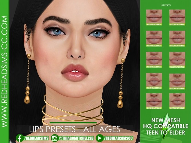 Sims 4 LIPS PRESETS ALL AGES by Thiago Mitchell at REDHEADSIMS