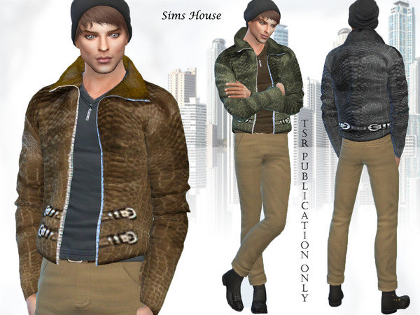 Sims 4 Mens leather jacket by Sims House at TSR