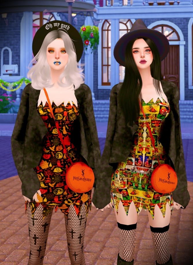 Sims 4 Halloween costume dress at RIMINGs
