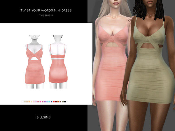 Sims 4 Twist Your Words Mini Dress by Bill Sims at TSR