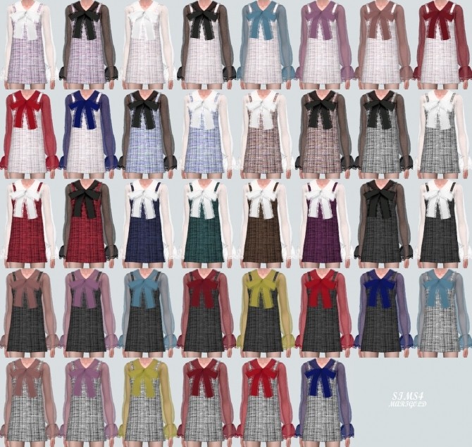Sims 4 Big Lace Bow Tweed Mini Dress (P) at Marigold