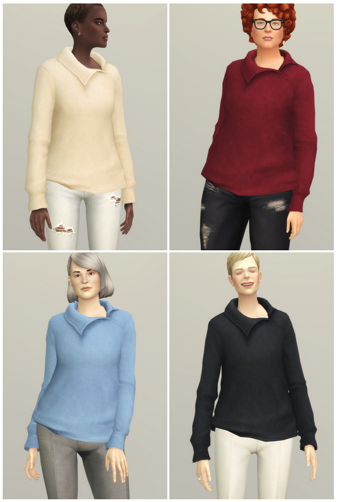 Sims 4 Side Neck Sweater Edit F at Rusty Nail