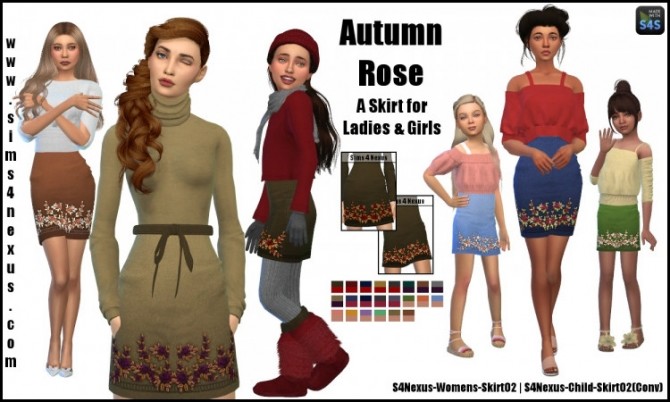 Sims 4 Autumn Rose skirt by SamanthaGump at Sims 4 Nexus