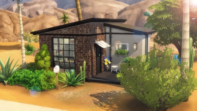 Sims 4 Tiny Black and White house by Cassie Flouf at L’UniverSims
