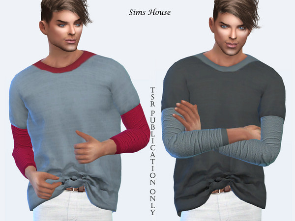 Men's T-shirt Large Size Long Sleeves by Sims House at TSR » Sims 4 Updates
