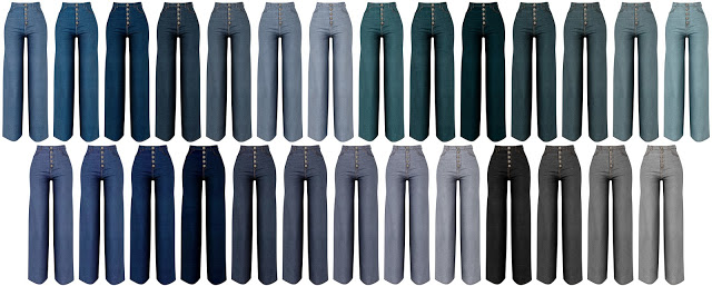 Sims 4 Button up wide leg jeans at LazyEyelids