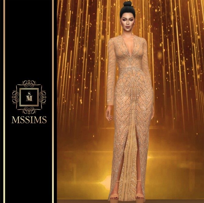 Sims 4 DEMI GOWN at MSSIMS