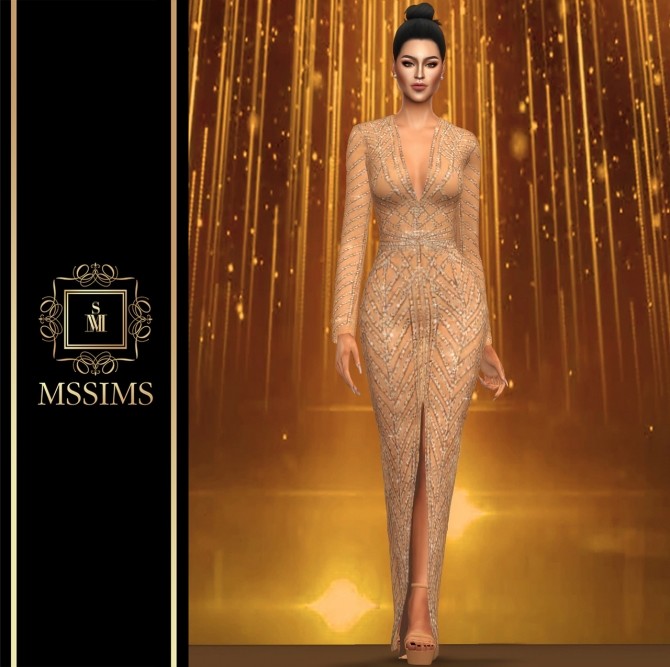 Sims 4 DEMI GOWN at MSSIMS