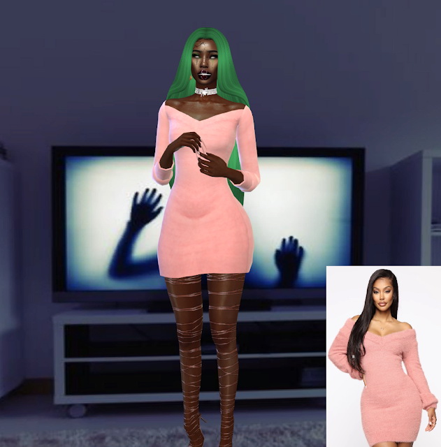 Sims 4 Carla Double V Sweater Dress at Teenageeaglerunner