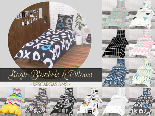 Sims 4 Single Blankets and Pillows at Descargas Sims