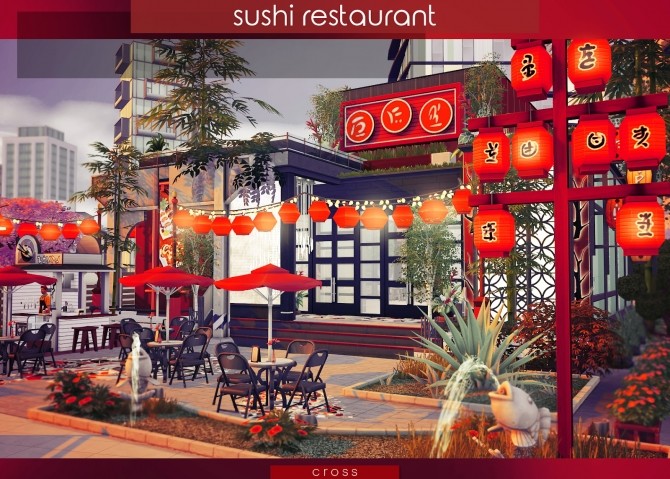 Sims 4 Sushi Restaurant by Praline at Cross Design
