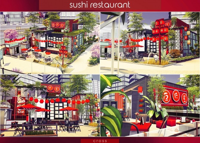 Sims 4 Sushi Restaurant by Praline at Cross Design
