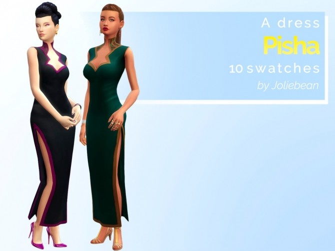 Sims 4 Pisha dress in 10 swatches at Joliebean