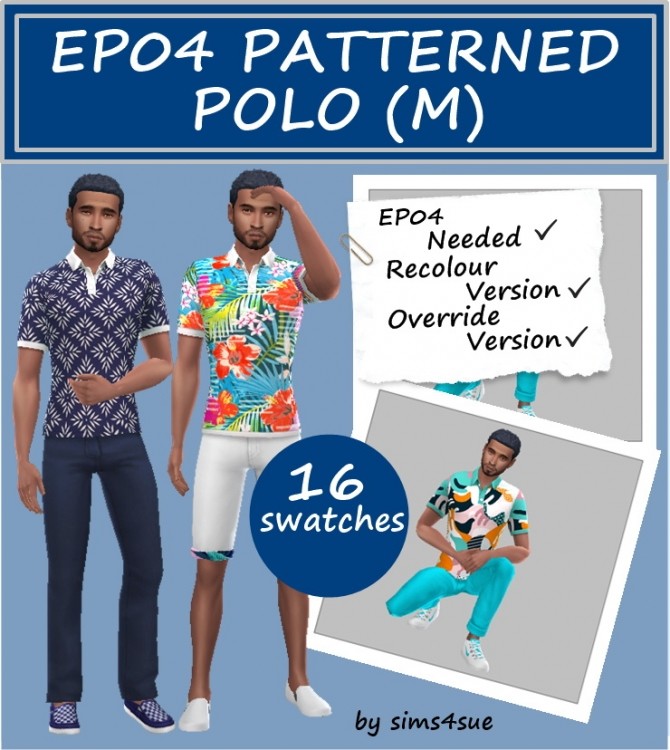 Sims 4 EP04 PATTERNED POLO (M) at Sims4Sue