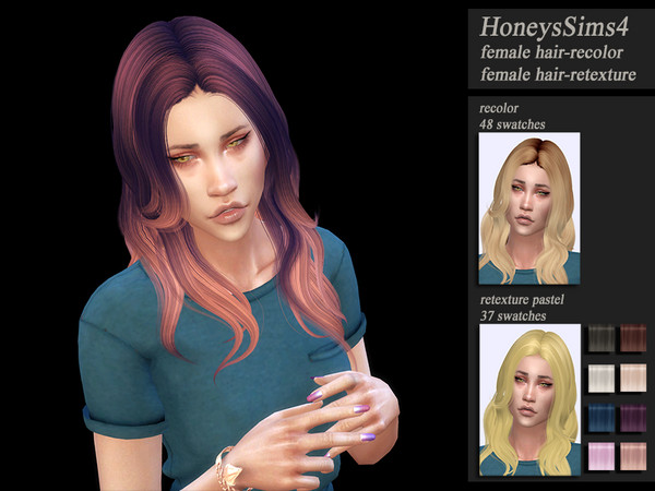 Sims 4 HoneysSims4 female hair recolor Wings ON0703 by Jenn Honeydew Hum at TSR