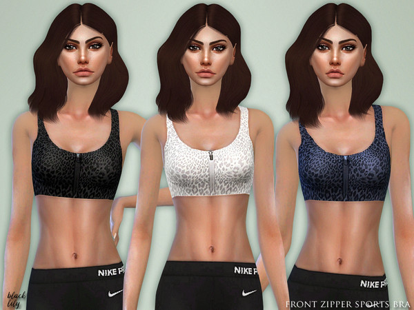 Sims 4 Front Zipper Sports Bra by Black Lily at TSR