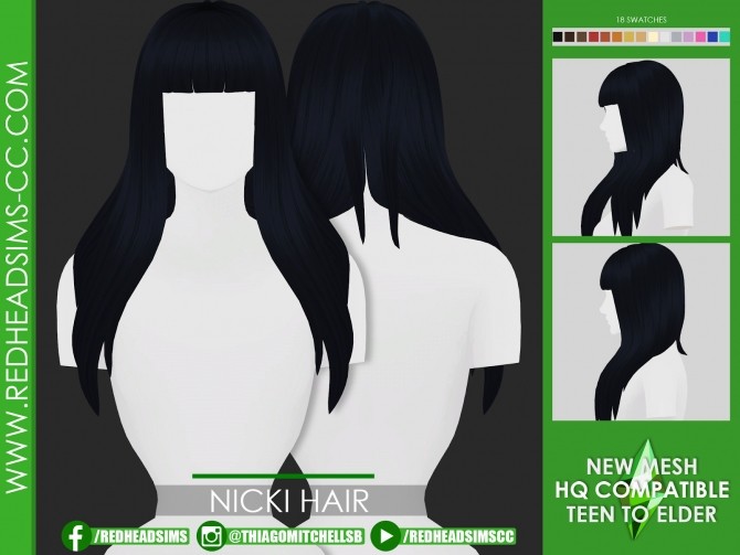Sims 4 NICKI HAIR by Thiago Mitchell at REDHEADSIMS