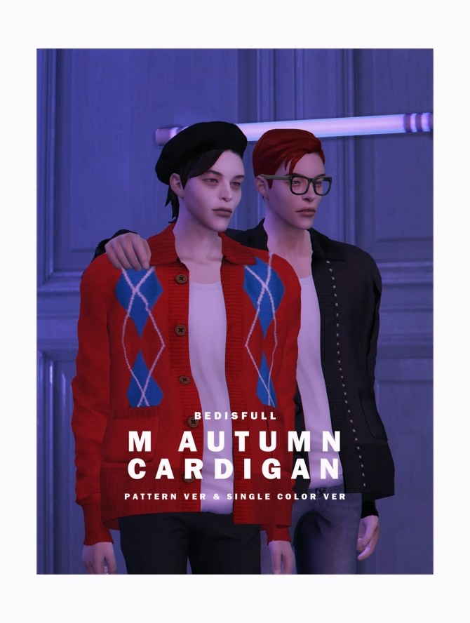 Sims 4 M Autumn cardigan at Bedisfull – iridescent