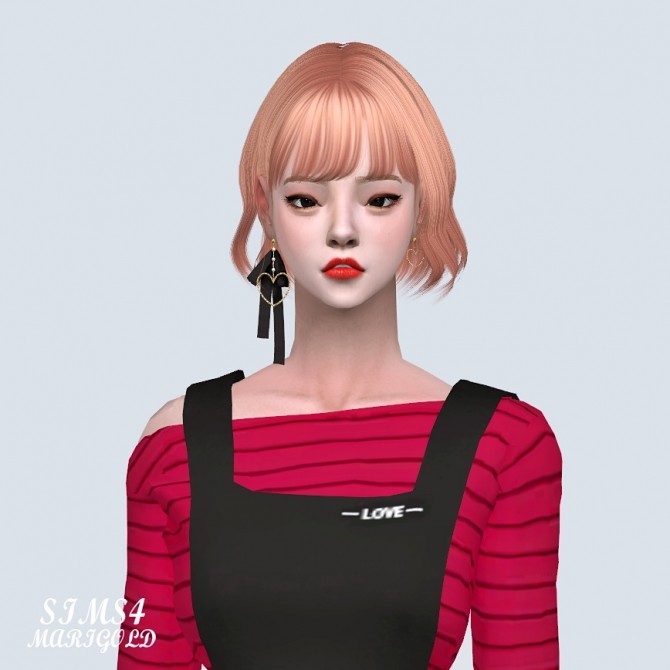 Sims 4 Unbalance Heart Ribbon Earring at Marigold