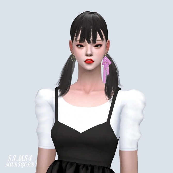 Sims 4 Unbalance Heart Ribbon Earring at Marigold