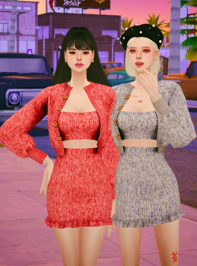 Sims 4 Knit mini dress and cardigan at RIMINGs