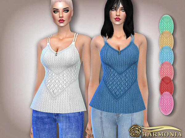 Sims 4 Lace Crochet Peplum Top by Harmonia at TSR