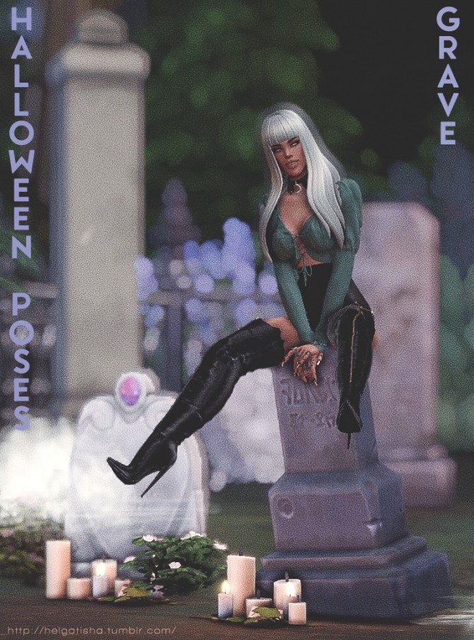 Sims 4 Halloween poses Grave at Helga Tisha