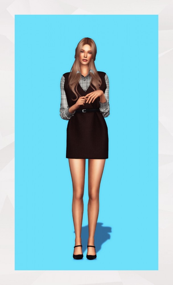 Sims 4 Knit Vest Dress & Shirt at Gorilla
