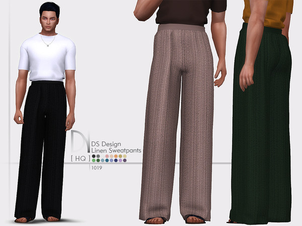 Sims 4 DS Design Linen Sweatpants by DarkNighTt at TSR