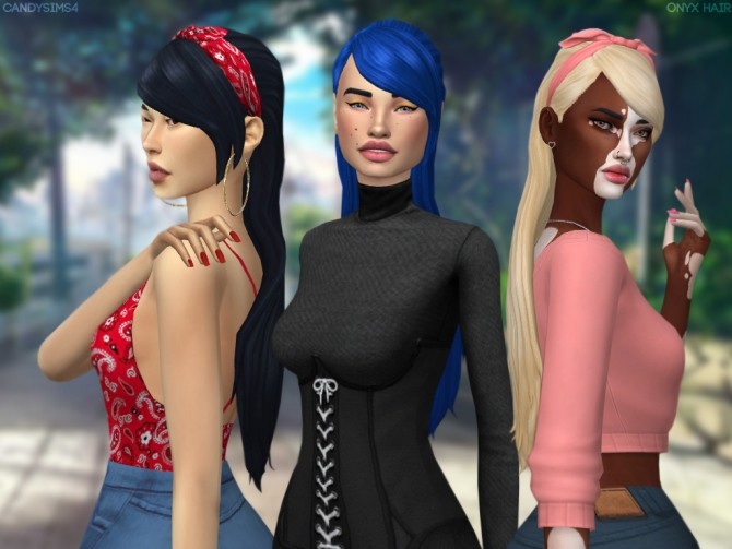 ONYX HAIR + HEADBAND ACC at Candy Sims 4 » Sims 4 Updates