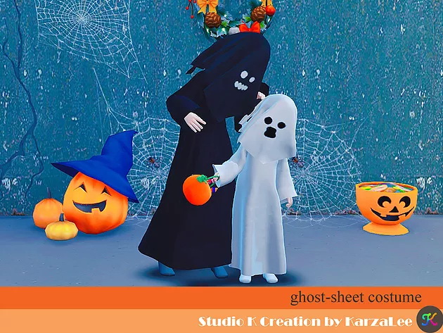 Ghost sheet costume for kids at Studio K-Creation » Sims 4 Updates