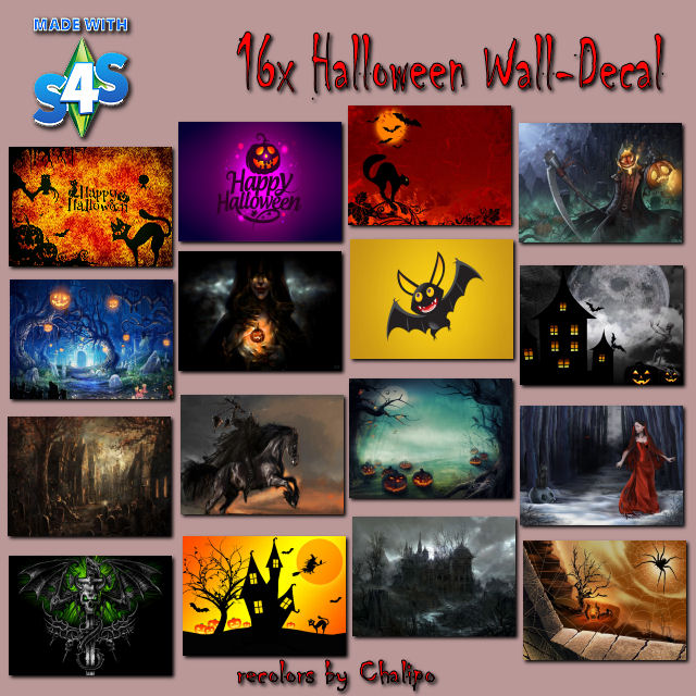 Sims 4 Wall Decal Giant Mural Halloween 2019 by Chalipo at All 4 Sims