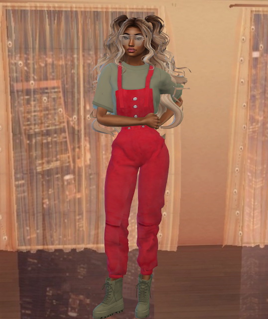 Sims 4 Corduroy Dungarees Outfit Recolor at Teenageeaglerunner