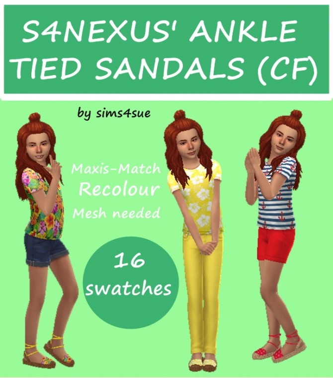 Sims 4 S4NEXUS’ ANKLE TIED SANDALS (CF) at Sims4Sue
