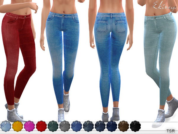 Sims 4 Mid Rise Skinny Jeans by ekinege at TSR