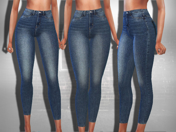 Sims 4 Female Mid Rise Dark Blue Jeans by Saliwa at TSR