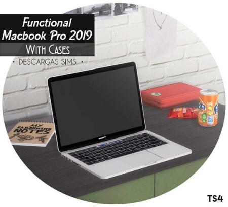 Functional MacBook Pro 2019 with cases at Descargas Sims