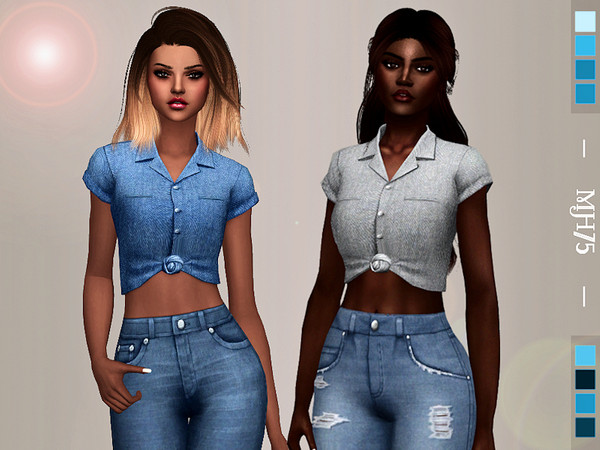 Fall Denim Tops by Margeh-75 at TSR » Sims 4 Updates