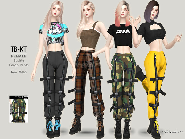 Sims 4 TB KT Buckle Cargo Pants by Helsoseira at TSR