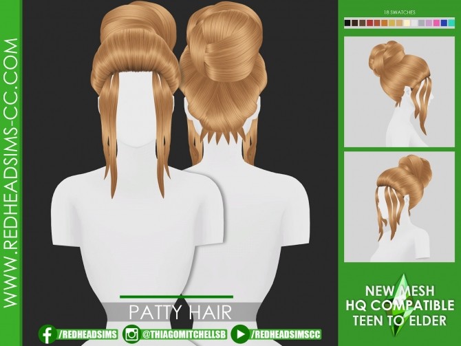 Sims 4 PATTY HAIR by Thiago Mitchell at REDHEADSIMS