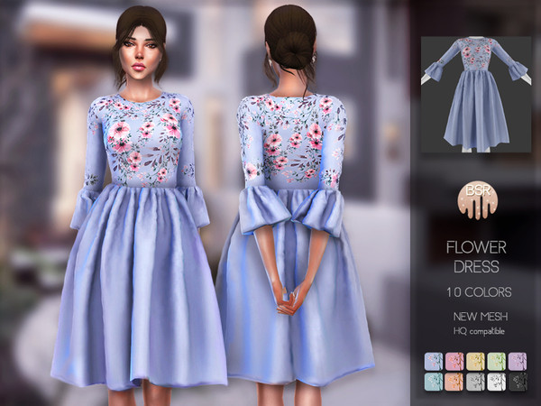 Sims 4 Flower Dress BD115 by busra tr at TSR