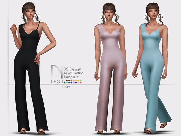 Sims 4 DS Design Asymmetric Jumpsuit by DarkNighTt at TSR