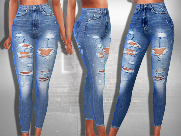 Sims 4 Female Ripped Skinny Fit Jeans by Saliwa at TSR