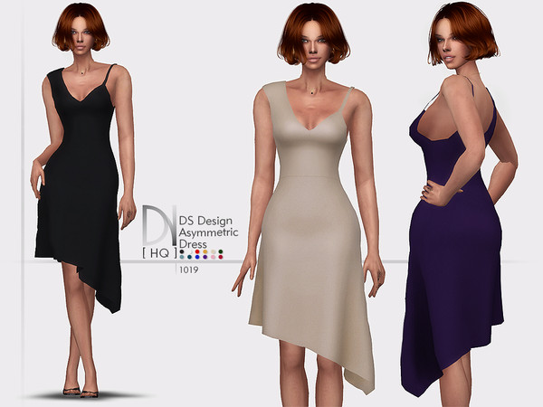 Sims 4 DS Design Asymmetric Dress by DarkNighTt at TSR