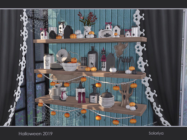 Sims 4 Halloween 2019 decorative set by soloriya at TSR