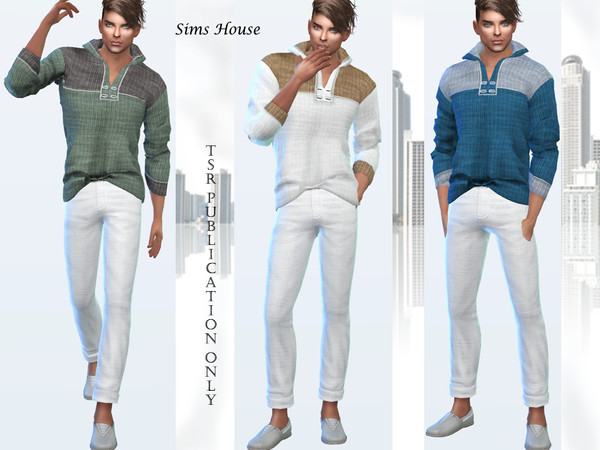 Sims 4 Mens sweater tucked in front by Sims House at TSR