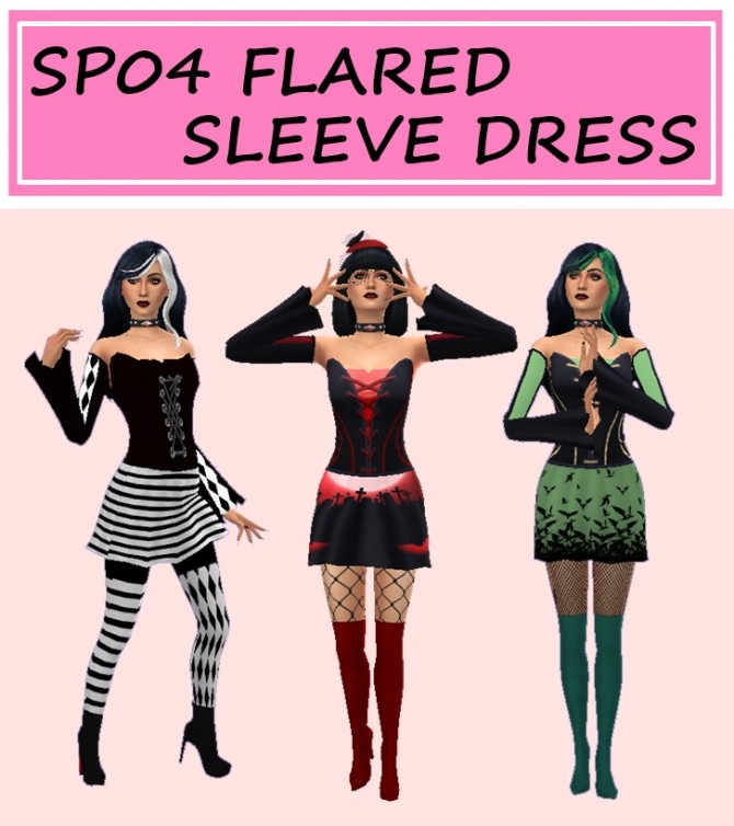 Sims 4 SP04 FLARED SLEEVE DRESS at Sims4Sue